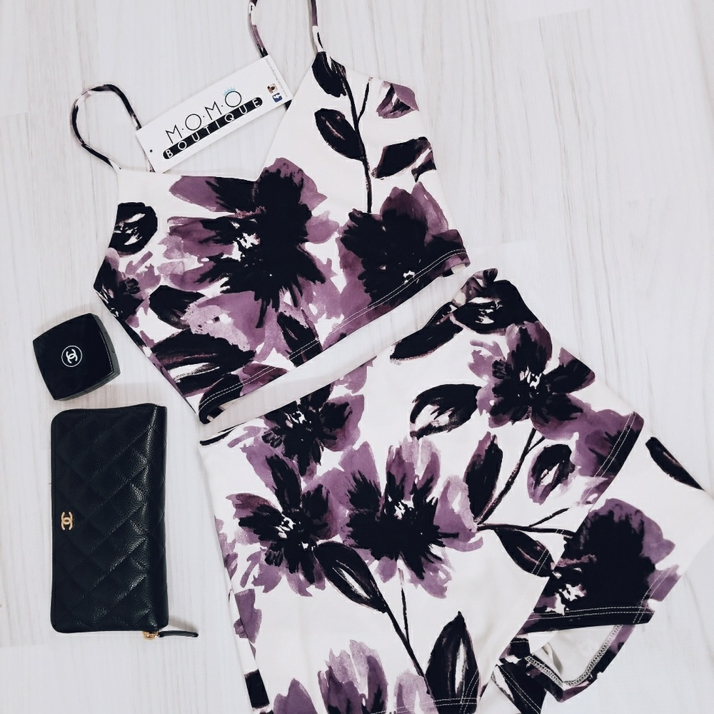 Floral 2 piece crop top and skort
